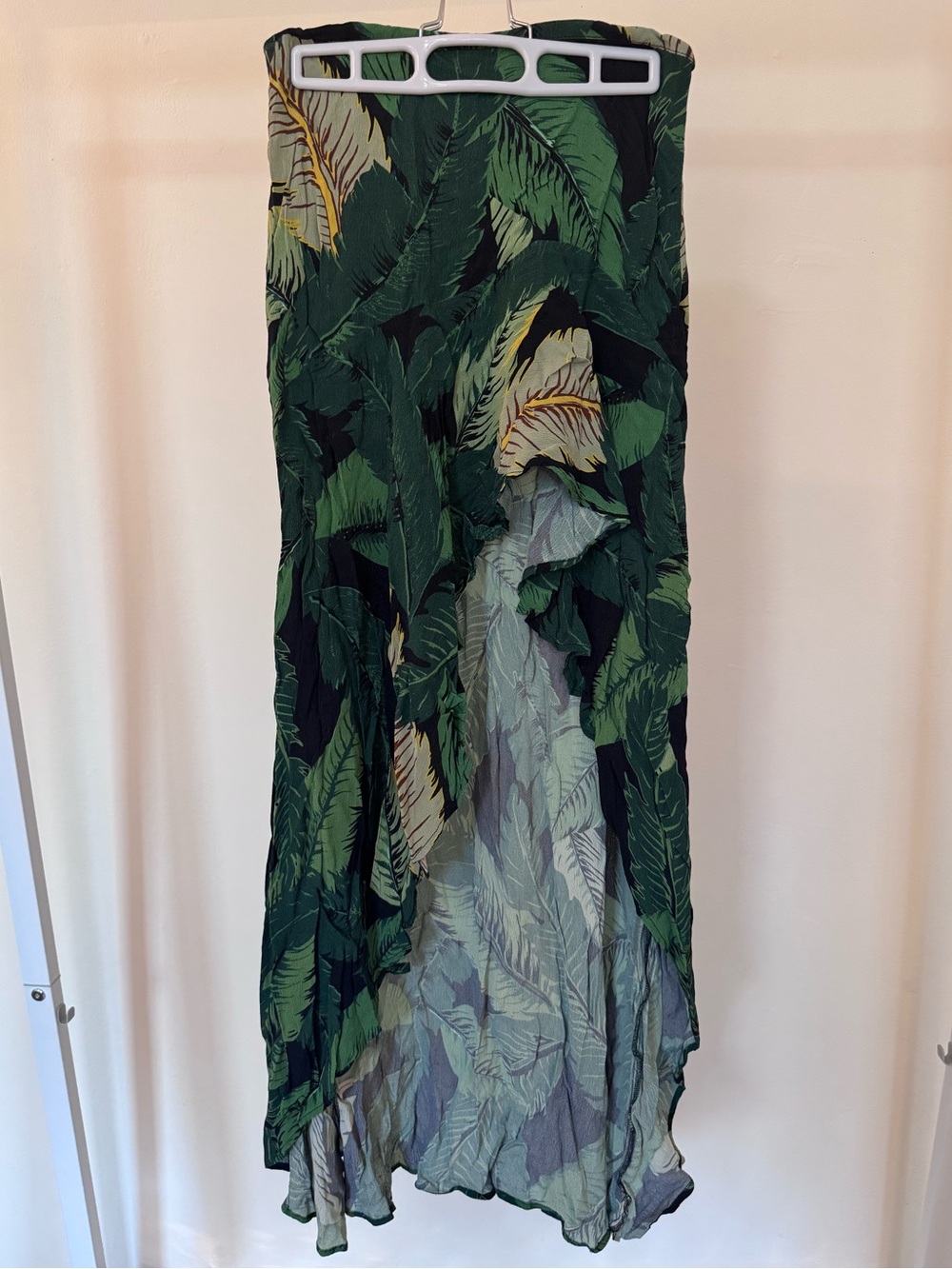 Beach Riot Green Tropical Leaf High-Low Maxi Skirt